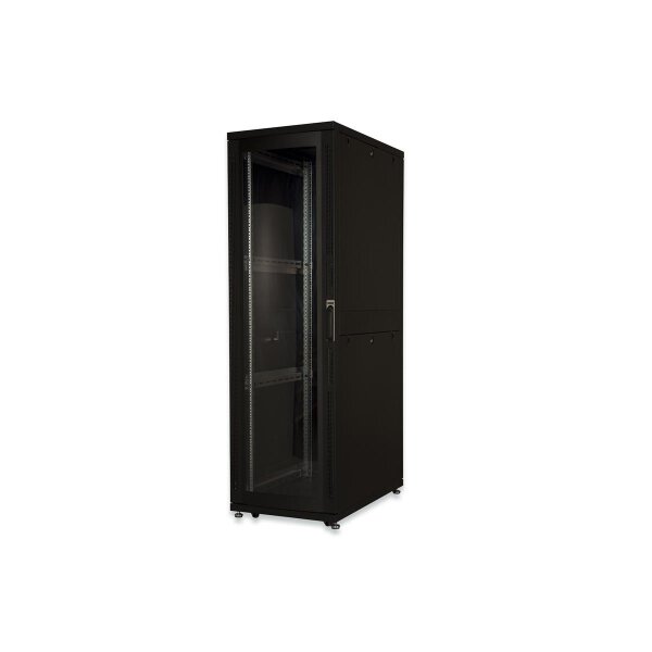 DIGITUS DN-19-SRV-42U-B-GD-1 - 42HE Serverschrank, Unique, 2050x600x1000 mm Stahl-Fronttür mit Plexiglas, schwarz (RAL 9005)
