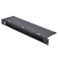 DIGITUS DN-19-ORG-3U-SW - 1HE Kabelmanagement Panel mit 30x400 mm Bürste 480x120 mm Kabelabfangplatte, schwarz (RAL 9005)