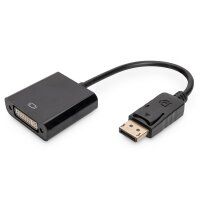 DIGITUS AK-340409-001-S - DisplayPort Adapterkabel, DP - DVI (24+5) St/Bu, 0.15m,m/interlock, DP 1.1a komp., CE, sw