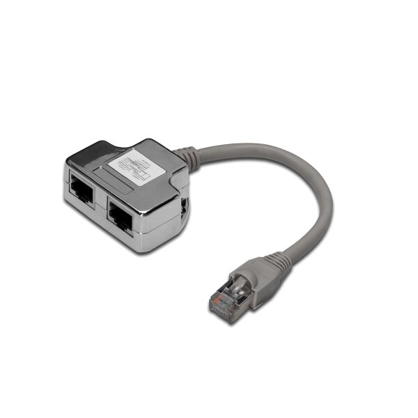 DIGITUS DN-93904 - CAT 5e Patchkabel-Adapter, 2x CAT 5e, geschirmt PC-PC, 2x RJ45-Buchse zu 1x RJ45-Stecker, 0,19 m