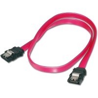 DIGITUS AK-400102-003-R - SATA Anschlusskabel, L-Typ, m/ Verschluß Bu/Bu, 0.3m, gerade, SATA II/III, ro