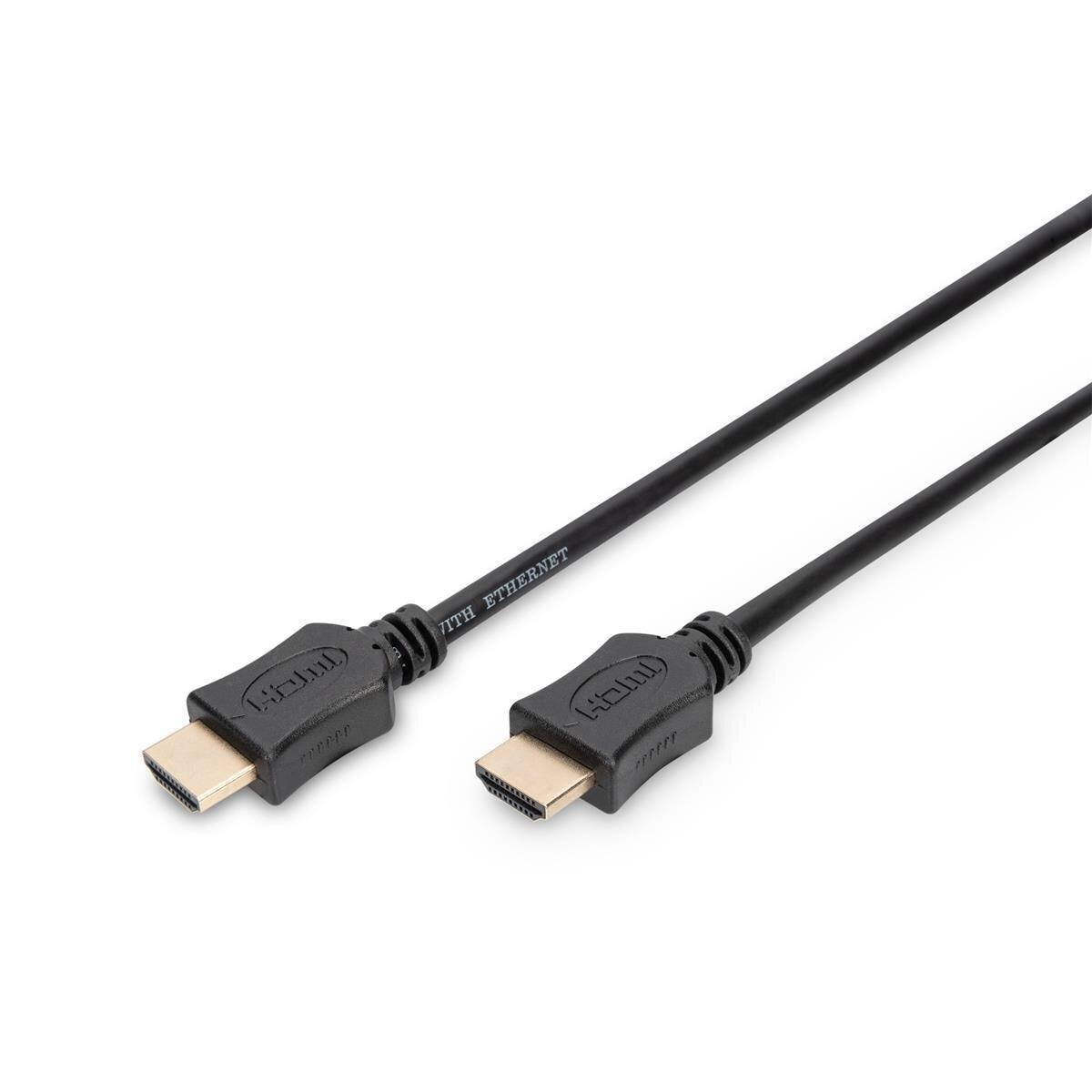 DIGITUS AK-330107-020-S - HDMI High Speed Anschlusskabel, Typ A St/St, 2.0m, Ultra HD 60p, gold, sw
