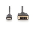 DIGITUS AK-330300-020-S - HDMI Adapterkabel, Typ A-DVI(18+1) St/St,  2.0m, Full HD, sw