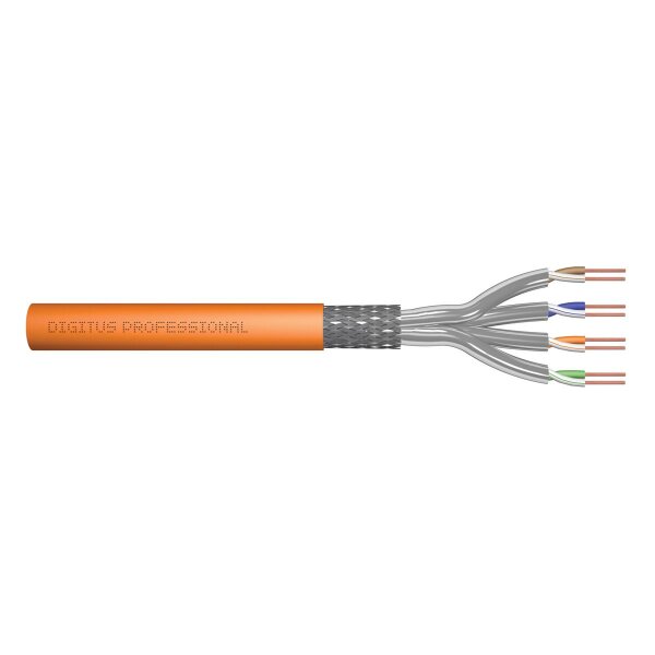 DIGITUS DK-1743-VH-10 - CAT 7 S-FTP Installationskabel, 1200 MHz Dca (EN 50575), AWG 23/1, 1000m, Simplex, Orange