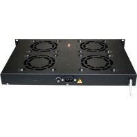 DIGITUS DN-19-FAN-4-HO-SW - Lüftereinheit für 483 mm (19")-Montage 4 Lüfter, Thermostat, Schalter, schwwarz (RAL 9005