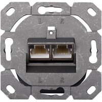 CAT.6  Datendose,2xRJ45,UP Reinweiß, STP, horizontal