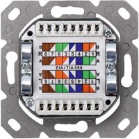 CAT.6  Datendose,2xRJ45,UP Reinweiß, STP, horizontal