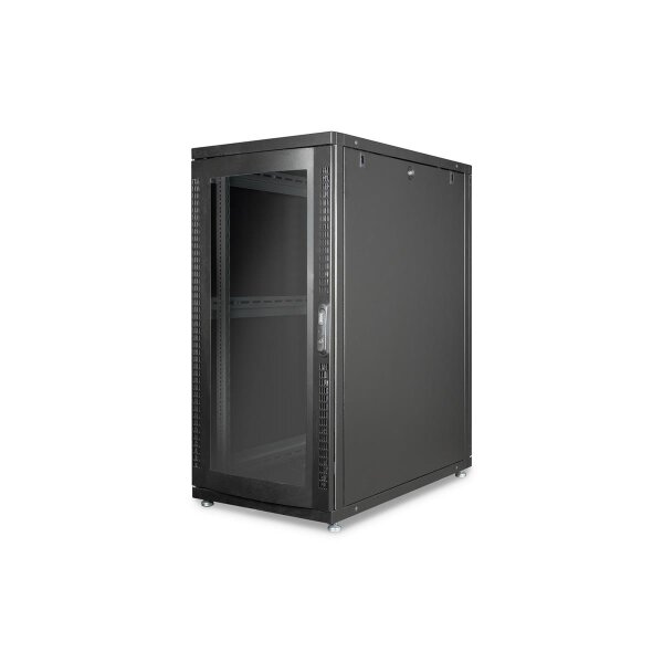 DIGITUS DN-19-SRV-26U-B-G-1 - 26HE Serverschrank, Unique Serie, 1340x600x1000 mm Stahl-Fronttür mit Plexiglas, schwarz (RAL 9005)