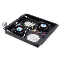 DIGITUS DN-19-FAN-2-B-N - Dachlüftereinheit für Unique Netzwerk & Dynamic 2 Lüfter, Thermostat, Schalter, Schwarz(RAL 9005)