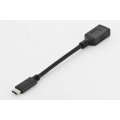 DIGITUS AK-300315-001-S - USB Typ-C Adapterkabel, OTG, Type-C - A St/Bu, 0,15m, 3A, 5GB, 3.0 Version, sw