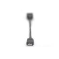 DIGITUS AK-300315-001-S - USB Typ-C Adapterkabel, OTG, Type-C - A St/Bu, 0,15m, 3A, 5GB, 3.0 Version, sw