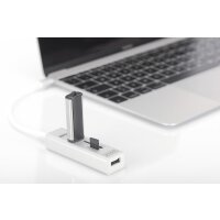 DIGITUS DA-70243 - USB 2.0 Type-C HUB mit Kartenleser 3x USB 2.0. 1x SD, 1x MicroSD Port, Aluminium
