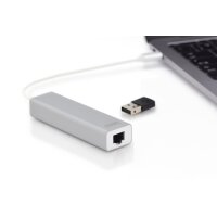 DIGITUS DA-70255 - 3 Port USB 3.0 Type-C Hub mit Gigabit Ethernet 3xUSB A/F,1xUSB A/M,1xRJ45 LAN, Win/Mac OS
