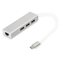 DIGITUS DA-70255 - 3 Port USB 3.0 Type-C Hub mit Gigabit...