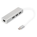 DIGITUS DA-70255 - 3 Port USB 3.0 Type-C Hub mit Gigabit Ethernet 3xUSB A/F,1xUSB A/M,1xRJ45 LAN, Win/Mac OS