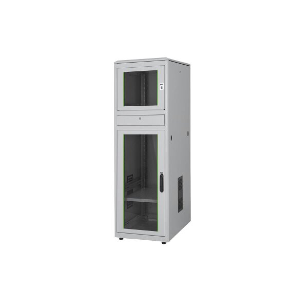 36HE Industrie-PC- Schrank, IP54, 1780x600x800 mm Glastürversion, Farbe grau ( RAL 7035)
