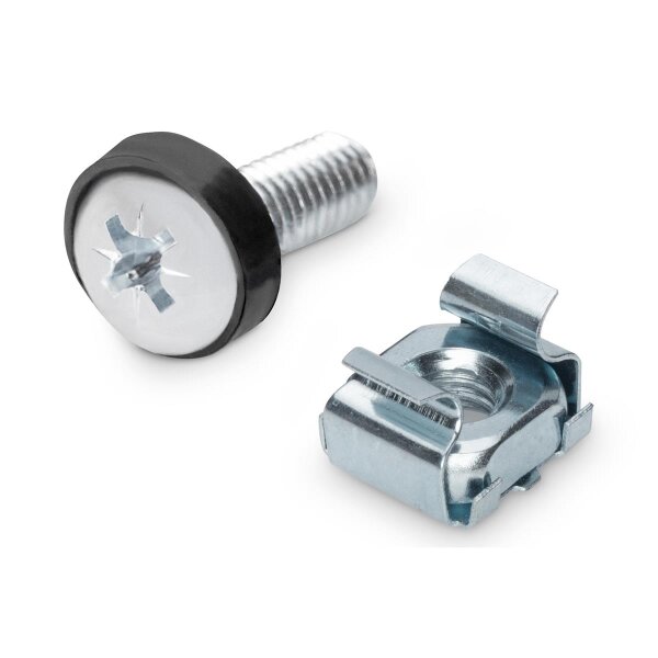 DIGITUS DN-19-SET-S - M6 Installationsschrauben-Set, 50 Stück 50x silberne Schrauben, Muttern u. Scheiben