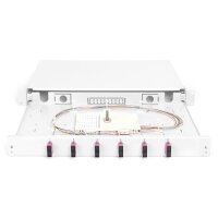 DIGITUS DN-96320-4 - FO Spleißbox, 1HE, bestückt, 6x SC DX, OM4 inkl. Spleißkassette, farbige Pigtails, Kupplungen