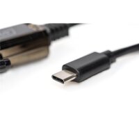 DIGITUS DA-70166 - USB Typ C 2.0 auf serial Adapter, DSUB 9M 1m Kabel Länge, FTDI Chipsatz