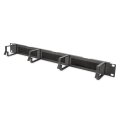 DIGITUS DN-97663 - 1HE Kabelrangierpanel mit Bürstenleisten 4x Alu Kabelführungsb. 44x60 mm, schwarz RAL 9005