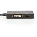 DIGITUS AK-340418-002-S - DisplayPort Konverterkabel, DP - HDMI+DVI+VGA M-F/F/F, 0.2m, 3in1 Multi-Media Kabel, CE, gold,sw