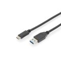 DIGITUS AK-300146-010-S - USB Typ C Verbindungskabel, Typ C auf A St/St, 1.0m, Gen2, 3A, 10GB, 3.1 Version, CE, sw