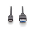 DIGITUS AK-300146-010-S - USB Typ C Verbindungskabel, Typ C auf A St/St, 1.0m, Gen2, 3A, 10GB, 3.1 Version, CE, sw