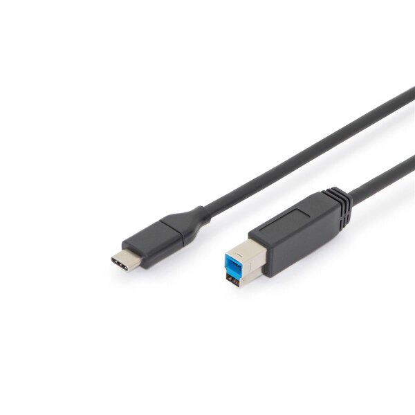 DIGITUS AK-300149-018-S - USB Type-C Verbindungskabel, Typ C auf B St/St, 1.8m, 3A, 5GB, 3.0 Version, sw