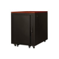 DIGITUS DN-19-17U-SO-C - 17HE SOUNDproof Schrank, 1000x750x1130 mm Holzoptik Kirsche, schwarz (RAL 9005)