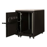 DIGITUS DN-19-17U-SO-M - 17HE SOUNDproof Schrank, 1000x750x1130 mm Holzdekor Ahorn, schwarz (RAL 9005)