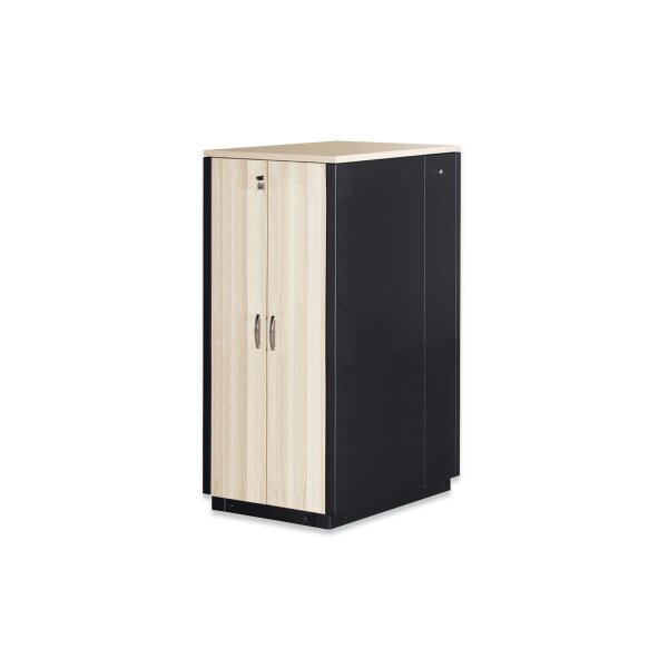 DIGITUS DN-19-32U-SO-M - 32HE SOUNDproof Schrank, 1666x750x1130 mm Holzdekor Ahorn, schwarz ( RAL 9005)