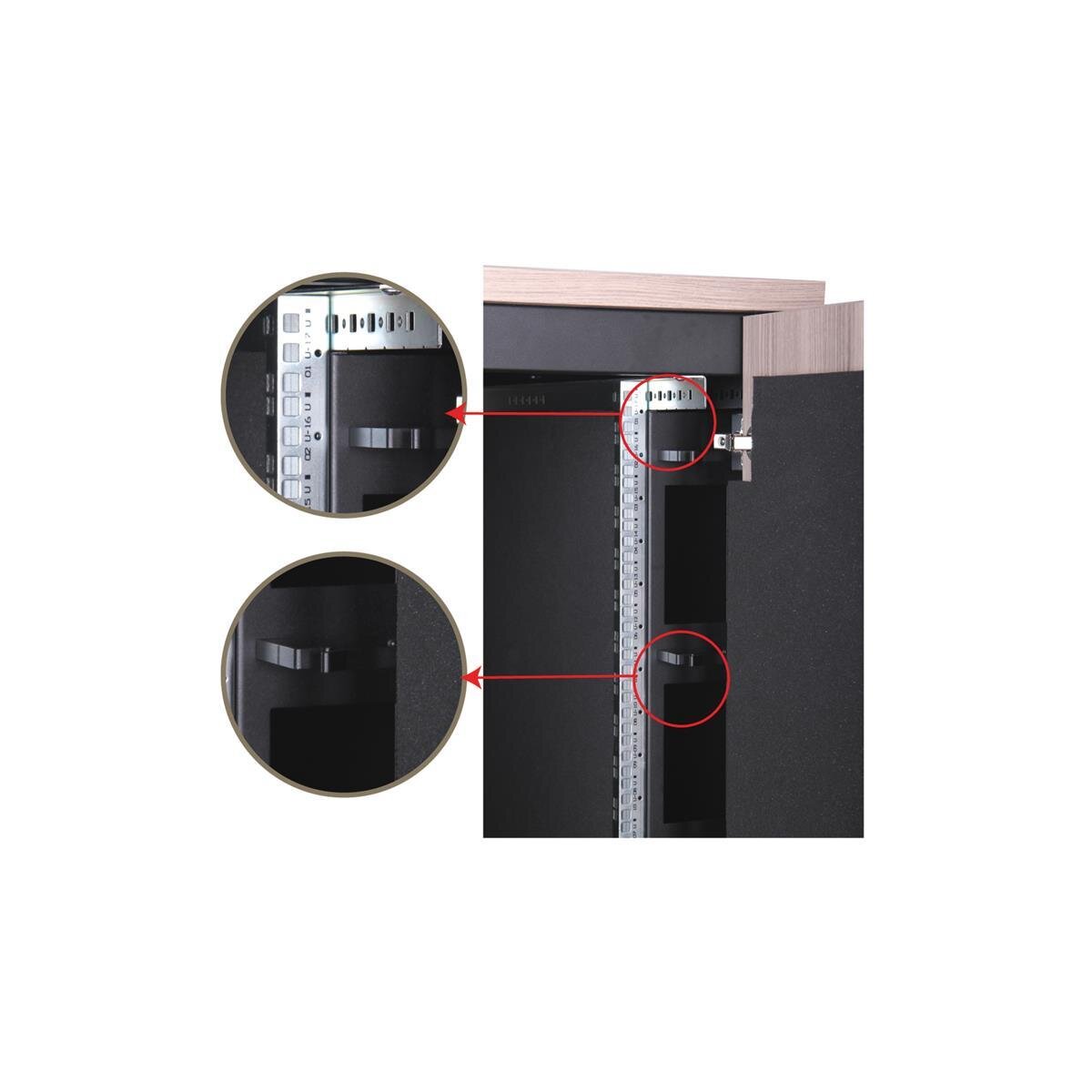DIGITUS DN-19-32U-SO-W - 32HE SOUNDproof Schrank, 1666x750x1130 mm Holzdekor Walnuss, schwarz (RAL 9005)