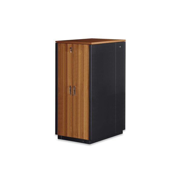 DIGITUS DN-19-32U-SO-W - 32HE SOUNDproof Schrank, 1666x750x1130 mm Holzdekor Walnuss, schwarz (RAL 9005)