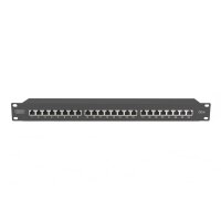 DIGITUS DN-91624S-EA-B - CAT 6A Patch Panel,geschirmt,1HE, 24-Port, 8P8C, sw RAL 9005, 483 mm (19") /482.6x44x109 mm