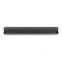 DIGITUS DN-91624S-EA-B - CAT 6A Patch Panel,geschirmt,1HE, 24-Port, 8P8C, sw RAL 9005, 483 mm (19") /482.6x44x109 mm