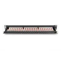 DIGITUS DN-91624S-EA-B - CAT 6A Patch Panel,geschirmt,1HE, 24-Port, 8P8C, sw RAL 9005, 483 mm (19") /482.6x44x109 mm