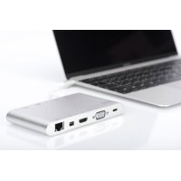 DIGITUS DA-70861 - Universal Docking Station, USB-C, 11 Ports 3x Video,1x USB-C, 3x USB3.0, RJ45, 2x Kartenleser