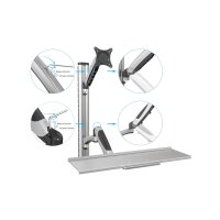DIGITUS DA-90354 - Arbeitsplatz (Monitor, Tastatur) Wandmontage 27 Zoll, 6 kg, VESA 100x100, silber