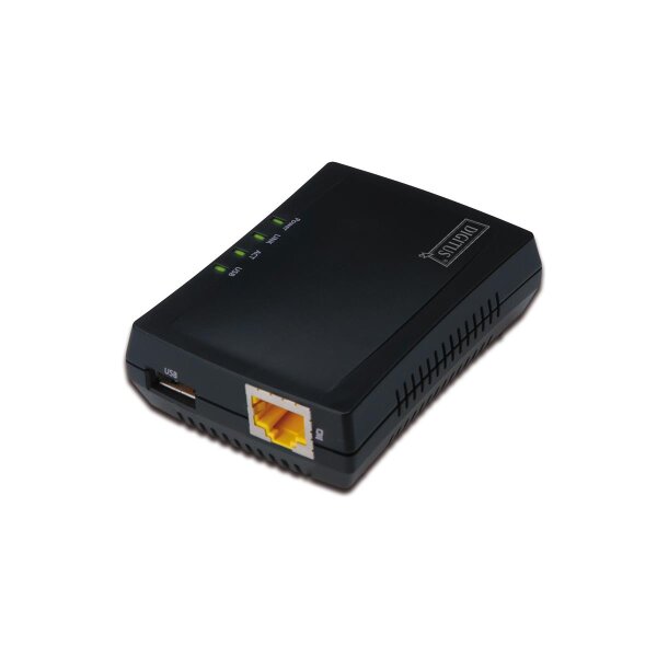DIGITUS DN-13020 - Multifunction USB Network Server, 1-Port Network USB Hub, NAS, Print Server, USB 2.0, RJ45