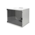 DIGITUS DN-19-09U-S-1 - 9HE Wandgehäuse, SOHO, unmontiert 460x540x400 mm, Glastür, grau