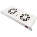 DIGITUS DN-19-FAN-2-HO - Lüftereinheit für 483 mm (19")-Montage 2 Lüfter, Thermostat, Schalter, grau (RAL 7035)