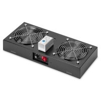 DIGITUS DN-19-FAN-2-WM-T-SW - Dachlüftereinheit für Wandgehäuse 2 Lüfter, Therm., Schalt., Schwarz (RAL 9005)