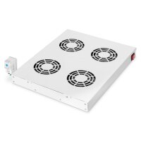 DIGITUS DN-19-FAN-4-HO - Lüftereinheit für 483 mm (19")-Montage 4 Lüfter, Thermostat, Schalter, grau (RAL 7035)