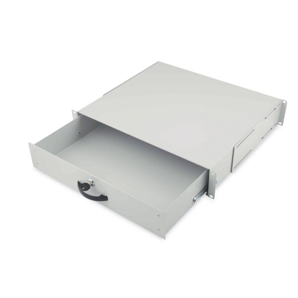 DIGITUS DN-19-KEY-2U - 2HE abschl. Dokumentenabl. m. Griff 88x481x400 mm, Farbe grau (RAL 7035)