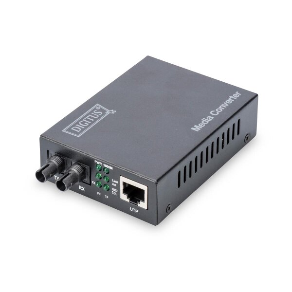 DIGITUS DN-82110-1 - Gigabit Medienkonverter, Multimode ST Stecker, 850nm, bis zu 0.5km