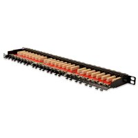 DIGITUS DN-91624S-SL-EA - CAT 6A Klasse EA Patch Panel, geschirmt, 0,5HE 24-Port RJ45, inkl. Staubschutzklappe, 8P8C, sw