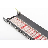 DIGITUS DN-91624S-SL-SH - CAT 6 Patch Panel, geschirmt, 24-Port RJ45 mit Klappen, 8P8C, LSA, 0,5HE, 19" Rack Mount, sw