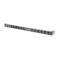 DIGITUS DN-95405 - Aluminium PDU, Rack Mount, 12x Schutzkontakt 2x 16A, 250VAC 50/60Hz, Überlastschutz