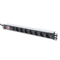 DIGITUS DN-95407 - 1HE Aluminium Steckdosenleiste, Rack Mount, 16A Plug, 250VAC 50/60Hz, 7-fach, mit Schalter