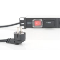 DIGITUS DN-95407 - 1HE Aluminium Steckdosenleiste, Rack Mount, 16A Plug, 250VAC 50/60Hz, 7-fach, mit Schalter